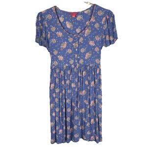 April Cornell Sweet Hydrangea Dress Size S Periwinkle Blue Floral Cottagecore